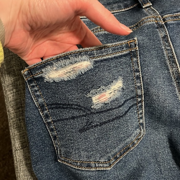 American Eagle Mom Jeans- Dark Wash Distressed - Picture 9 of 9